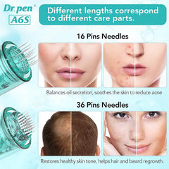 Dr.Pen A6S Microneedling Pen Micro Needling Treatment Tool Kit for Skincare Professional Microneedle Machine in 6 Speeds Adajustable with 5 pcs 16-Pin 5 pcs 36-Pin Cartridges Wireless
