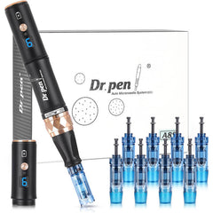 Professional Derma Pen A8S, Wireless Dr.pen A8S with 6 Speeds, Electric Dermapen with 8pcs Cartridges Replacement (12PIN 36PIN), 0.25-2.5mm Adjustable