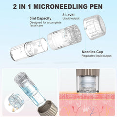Dr.pen Microneedling, Upgraded 2 IN 1 wireless Dermapen Hydra Pen H3 with 6 Pcs 12PIN Replacement Cartridges Needles, 6 Speed Levels 0-1.0 mm Depth Adjustable