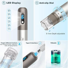 Dr.pen Microneedling, Upgraded 2 IN 1 wireless Dermapen Hydra Pen H3 with 6 Pcs 12PIN Replacement Cartridges Needles, 6 Speed Levels 0-1.0 mm Depth Adjustable